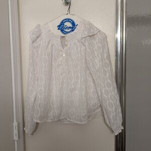 White ruffle sleeve blouse